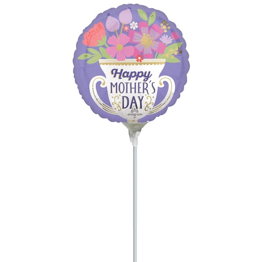 9" Happy Mom's Day Trophy Foil Stick Balloon